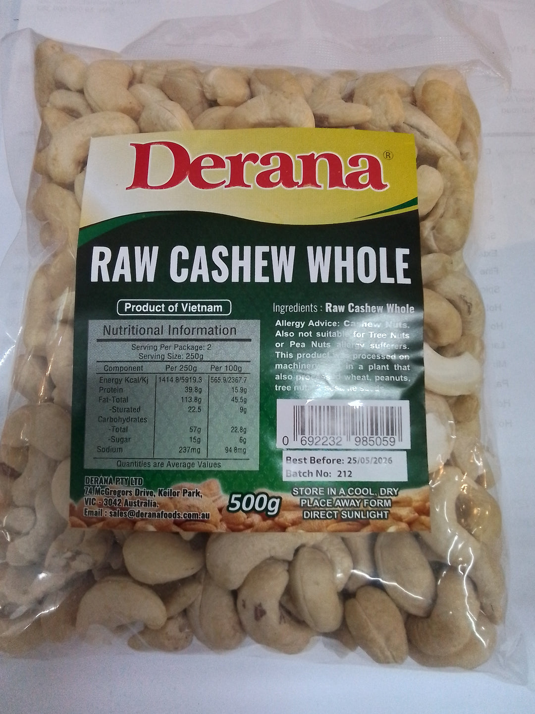 Raw cashew whole